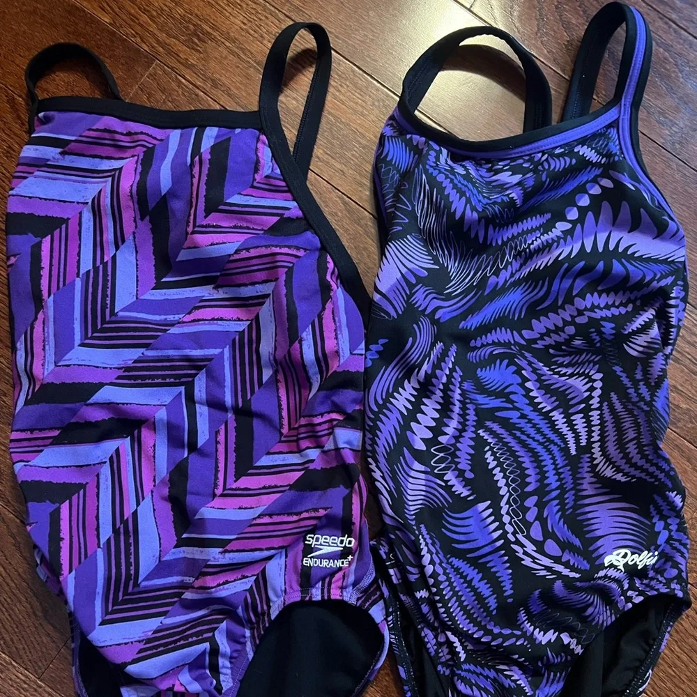 Two purple competitive swimsuits (size 28) - Picture 1 of 8